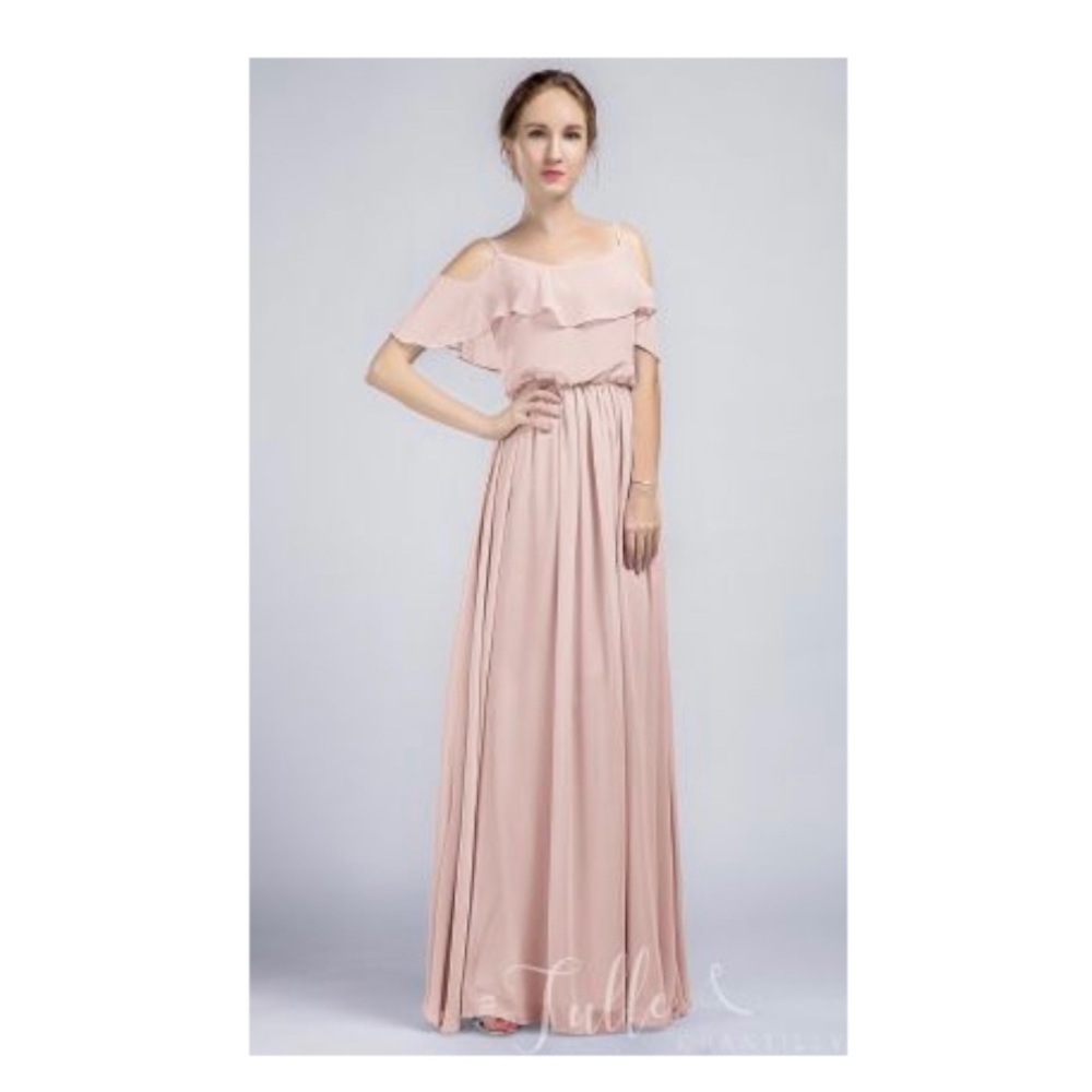 Pink Chiffon Off Shoulder Bridesmaid Dress - NWOT